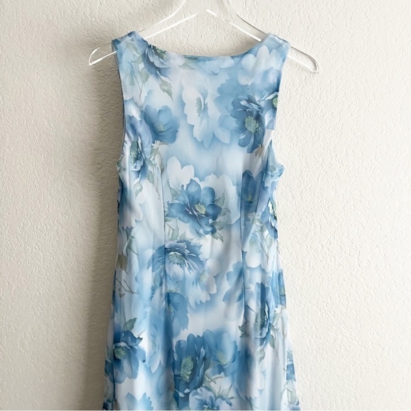 Y2K Blue Floral Maxi Size 12 Sleeveless - Picture 10 of 11